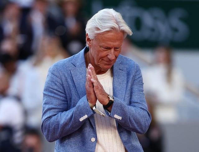 Tennis - French Open - Roland Garros, Paris, France - June 9, 2024 Bjorn Borg during the trophy presentation after Spain's Carlos Alcaraz wins his singles final against Germany's Alexander Zverev REUTERS/Stephanie Lecocq/ File Photo