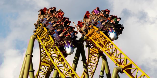 Guests ride Stardust Racers at Universal Epic Universe on April 5, 2025. 