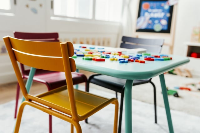 Interior design of a kindergarten classroom