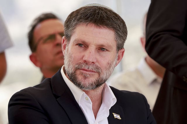 Bezalel Smotrich at a news conference in the occupied West Bank last month.