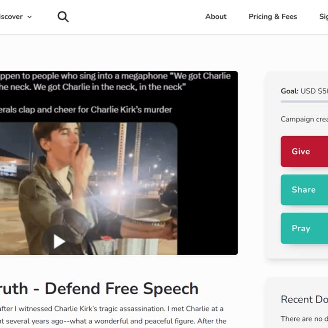 Cole has since launched a fundraiser titled “Stand with Truth – Defend Free Speech” on GiveSendGo, seeking $500,000 to cover legal fees. On the page, he wrote that FAU administrators accused him of threatening students, an allegation he disputes. (Credit GiveSendGo)