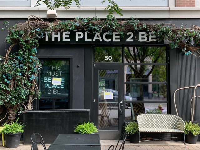 Signs on The Place 2 Be Restaurant in West Hartford  (Courant staff)