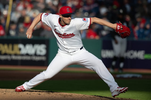 Apr 8, 2025; Cleveland, Ohio, USA; Cleveland Guardians relief pitcher Paul Sewald (34) throws a pitch during the seventh inning against the Chicago White Sox at Progressive Field. Mandatory Credit: Ken Blaze-Imagn Images/File Photo