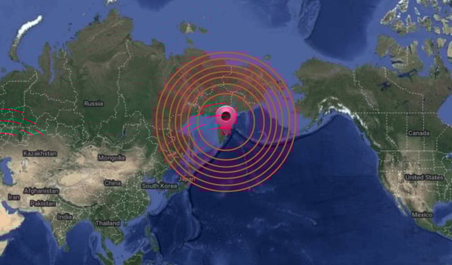 Terremoto en Rusia magnitud 7.8 se regitró este jueves frente a las costas de la península de Kamchatka