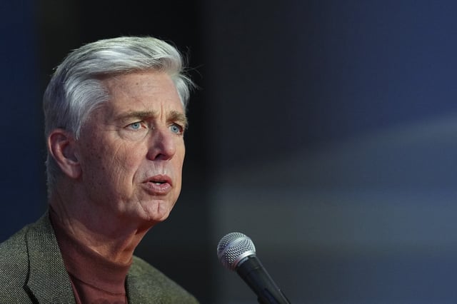 PHILADELPHIA, PA - DECEMBER 08: President of baseball operations Dave Dombrowski of the Philadelphia Phillies talks to the media during the introductory press conference for Trea Turner at Citizens Bank Park on December 8, 2022 in Philadelphia, Pennsylvania. (Photo by Mitchell Leff/Getty Images)