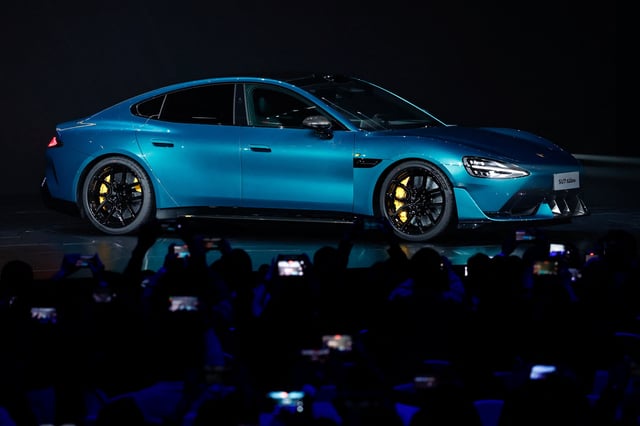 Xiaomi's new EV sedan SU7 Ultra is displayed during a launch event in Beijing, China February 27, 2025. REUTERS/Tingshu Wang/File Photo