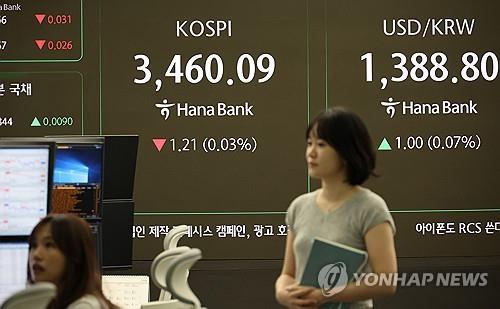 Officials work at a dealing room of Hana Bank in Seoul on Sept. 19, 2025. (Yonhap)