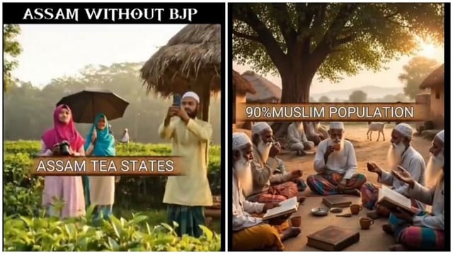 Stills from the Assam BJP's AI-generated video. It claimed to be about illegal immigrants but instead positioned Muslims as a threat | Screengrabs