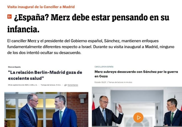 Portadas de medios alemanes en referencia al encuentro entre Merz y Sánchez en Moncloa