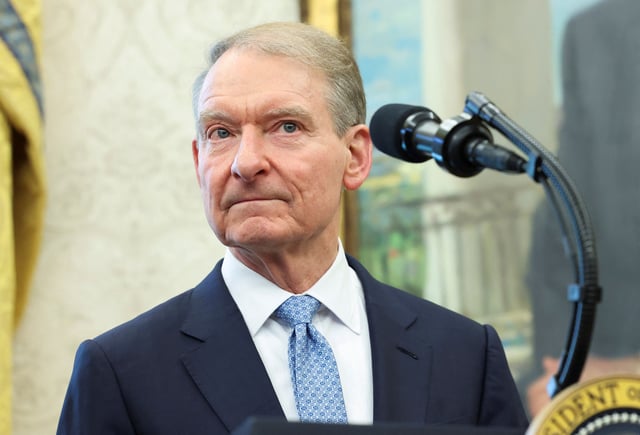 Chairman of the Securities and Exchange Commission (SEC) Paul Atkins looks on during his swearing-in ceremony, at the White House in Washington, D.C., U.S., April 22, 2025. REUTERS/Kevin Lamarque/ File Photo