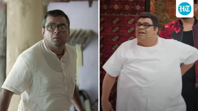 Paresh Rawal (L) played Baburao in Hera Pheri; while Kiku Sharda (R) has parodied that character on The Great Indian Kapil Show.