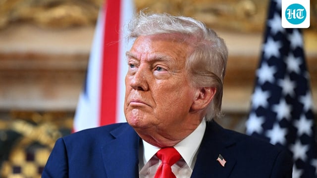 President Donald Trump attends a press conference with UK Prime Minister Keir Starmer (not pictured) 