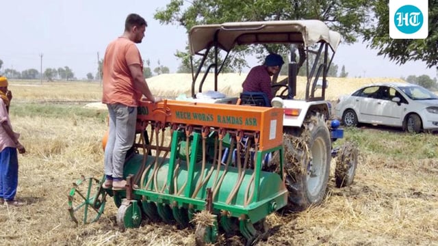 The Happy Seeder machines have emerged as the most sought after machines, as the Punjab government has a total of 14,493 applications for it this season. (HT File)