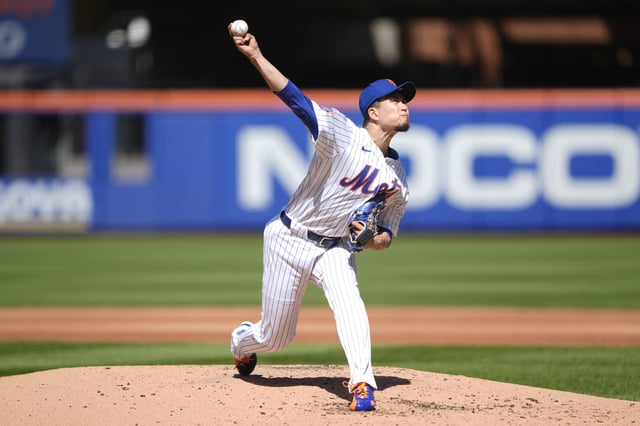 Aug 31, 2025; New York City, New York, USA; New York Mets pitcher Kodai Senga (34) delivers a pitch against the Miami Marlins during the third inning at Citi Field. Mandatory Credit: Gregory Fisher-Imagn Images/File Photo