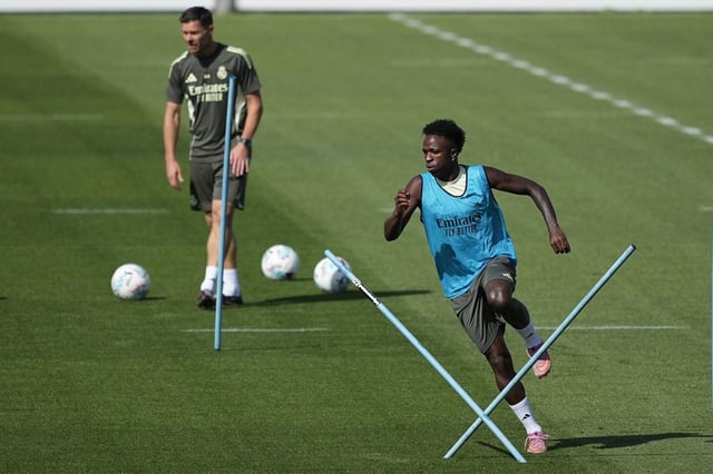 Vinicius Junior durante el entrenamiento del Real Madrid.
