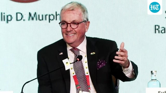 Governor of New Jersey, US, Philip D Murphy speaks during the Public Affairs Forum of India's Annual Conclave, in New Delhi on Friday. 