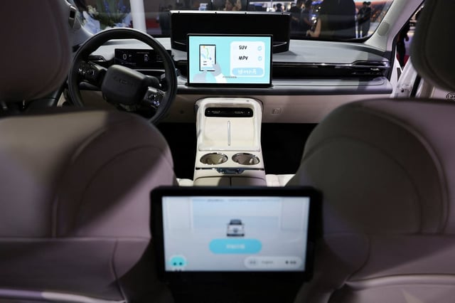 The interior of a Pony.ai robotaxi at the Auto Shanghai show in Shanghai on April 24, 2025.Photo: Reuters