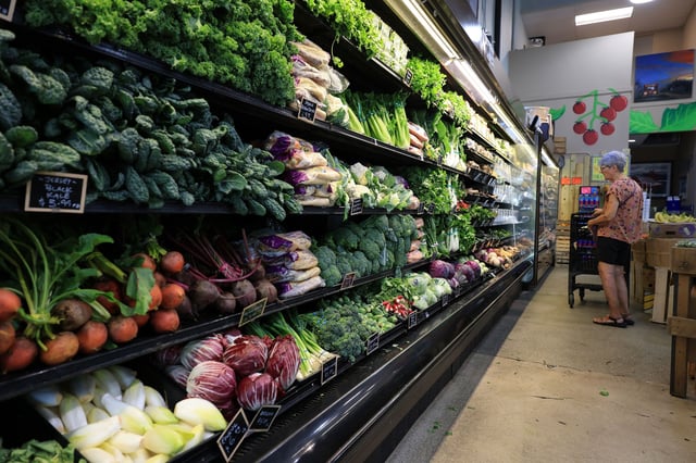 DELRAY BEACH, FLORIDA - AUGUST 15: Vegetables on display in a grocery store on August 15, 2025 in Delray Beach, Florida. Wholesale prices for fresh vegetables soared by 38.9 % a record amount, last month, according to the U.S. Bureau of Labor Statistics. (Photo by Joe Raedle/Getty Images)