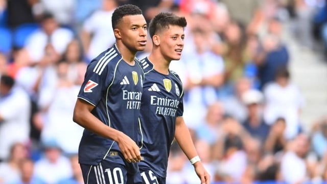 Real Madrid stars Kylian Mbappe and Arda Guler during the La Liga match against Real Sociedad | Image: AP
