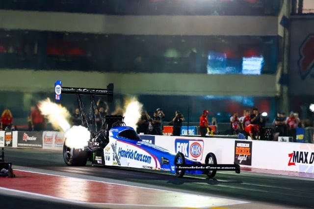 Brittany Force powered to a 3.698 at 338.85 mph Friday, the only run in the 3.60s as she chases her fifth No. 1 of 2025. (CMS/HHP photo)