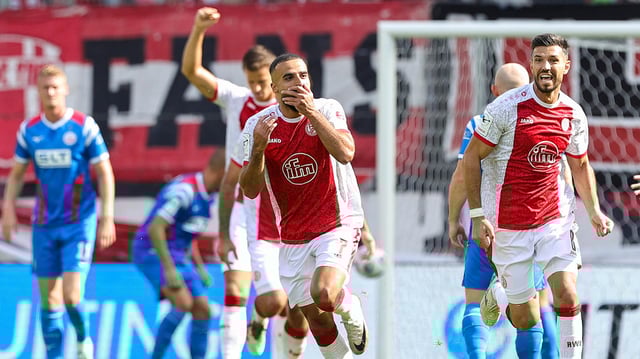 Ramien Safi bejubelt sein spektakuläres Tor zum 1:0 gegen Rostock