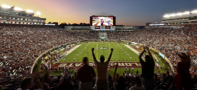A general view of Doak Campbell Stadium before the start of an NCAA college football game between Florida State and Clemson Saturday, Oct. 15, 2022, in Tallahassee, Fla. Clemson won 34-28.