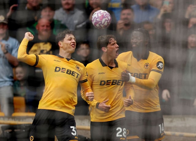 Soccer Football - Premier League - Wolverhampton Wanderers v Leeds United - Molineux Stadium, Wolverhampton, Britain - September 20, 2025 Wolverhampton Wanderers' Ladislav Krejci celebrates scoring their first goal REUTERS/Chris Radburn