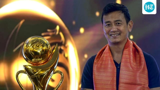 Former Indian football captain Bhaichung Bhutia unveils Sport For Life (SFL) Football League in Mumbai on Saturday. (PTI)