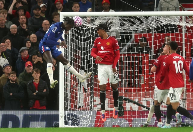 Soccer Football - Premier League - Manchester United v Chelsea - Old Trafford, Manchester, Britain - September 20, 2025 Chelsea's Trevoh Chalobah scores their first goal REUTERS/Phil Noble