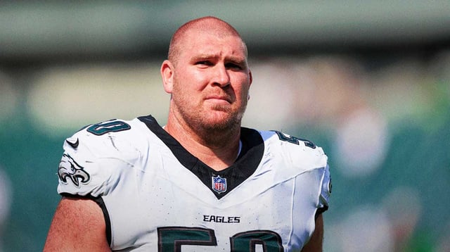 Aug 24, 2024; Philadelphia, Pennsylvania, USA; Philadelphia Eagles guard Max Scharping (50) walks off the field after the game against the Minnesota Vikings at Lincoln Financial Field. Mandatory Credit: Caean Couto-Imagn Images