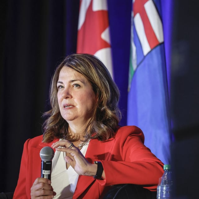 Alberta Premier Danielle Smith addresses the chamber of commerce in Calgary, Alta., Wednesday, Sept. 17, 2025.Jeff McIntosh for The Globe and Mail
