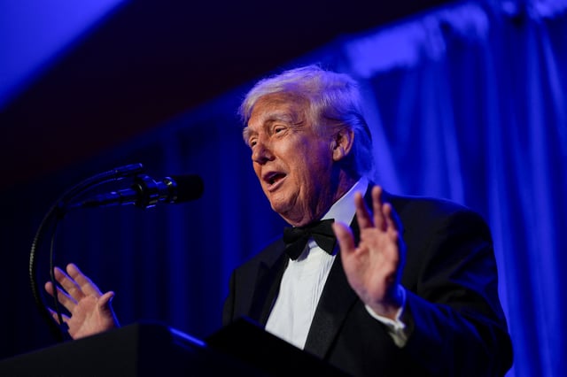 U.S. President Donald Trump speaks at the American Cornerstone Institute's Fourth Annual Founders Dinner at George Washington's Mount Vernon Estate in Mount Vernon, V.A., U.S., September 20, 2025. REUTERS/Kent Nishimura