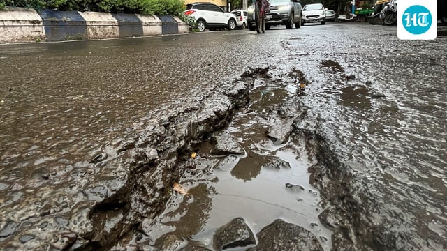 With families and children participating in the protest against potholes in Bengaluru, they called for infrastructure improvements to ensure safety and prevent accidents. (HT FILE PHOTO)