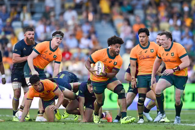 TOWNSVILLE, AUSTRALIA - SEPTEMBER 06: Rob Valetini of the Wallabies competes during The Rugby Championship match between Australia Wallabies and Argentina Pumas at Queensland Country Bank Stadium on September 06, 2025 in Townsville, Australia. (Photo by Albert Perez/Getty Images)