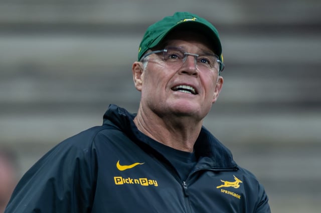 NELSPRUIT, SOUTH AFRICA - JULY 19: Springbok coach Rassie Erasmus during the 2025 Castle Lager Incoming Series match between South Africa and Georgia at Mbombela Stadium on July 19, 2025 in Nelspruit, South Africa. (Photo by Anton Geyser/Gallo Images)