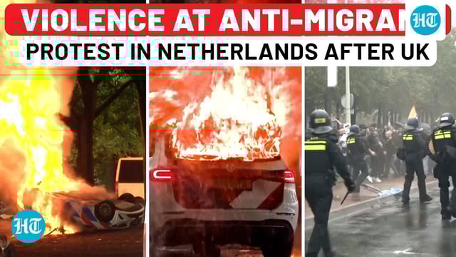 Violent anti-migrant protest in Netherlands after UK; police car on fire