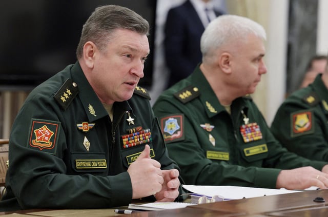 Russian army commander of troops of the Central Military District Alexander Lapin attends a meeting of Russian President Vladimir Putin with commanders of troops of military districts, in Moscow, Russia May 15, 2024. Sputnik/Gavriil Grigorov/Pool via REUTERS/File Photo