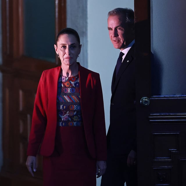 Prime Minister Mark Carney and Mexican President Claudia Sheinbaum, seen arriving at a press conference in Mexico City Thursday, have announced a pact to deepen their countries' economic ties.