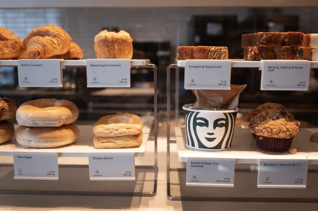 Baked goods are offered for sale at a Starbucks coffeeshop on February 25, 2025 in Chicago.