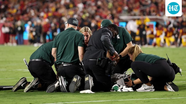 Wayne Matthews III, a Michigan State linebacker, was injured during a game against USC and taken to LA General Medical Center. (Photo by Luke Hales / GETTY IMAGES NORTH AMERICA / Getty Images via AFP)