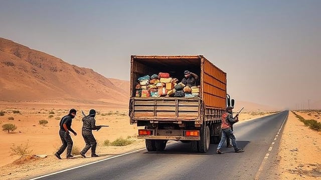 They thrashed the crew, held them hostage, unloaded the truck