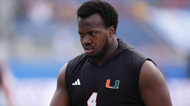 Dec 28, 2024; Orlando, FL, USA; Miami Hurricanes defensive lineman Rueben Bain Jr. (4) warms up prior to the game against the Iowa State Cyclones at Camping World Stadium.