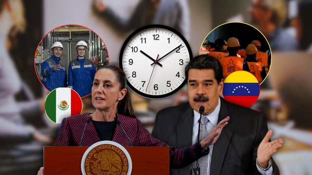 México avanza hacia la jornada de 40 horas, mientras que en Venezuela ya está establecida, aunque los salarios se mantienen en niveles mínimos y dependen de bonos estatales. Foto: Especial