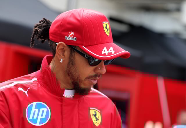Formula One F1 - Azerbaijan Grand Prix - Baku City Circuit, Baku, Azerbaijan - September 21, 2025 Ferrari's Lewis Hamilton arrives before the race REUTERS/Anton Vaganov