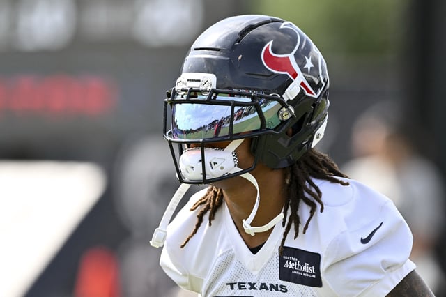 Jun 10, 2025; Houston, TX, USA; Houston Texans cornerback Derek Stingley Jr. (24) participates in a drill during an NFL football minicamp at NRG Stadium. Mandatory Credit: Maria Lysaker-Imagn Images/File Photo