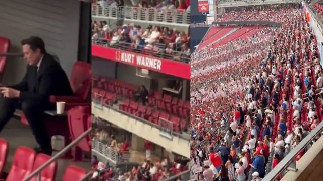 “Todos los asientos de este gigantesco estadio que no están acordonados por seguridad están abarrotados hasta el techo. Es un honor estar aquí.Todo por Charlie Kirk.”.