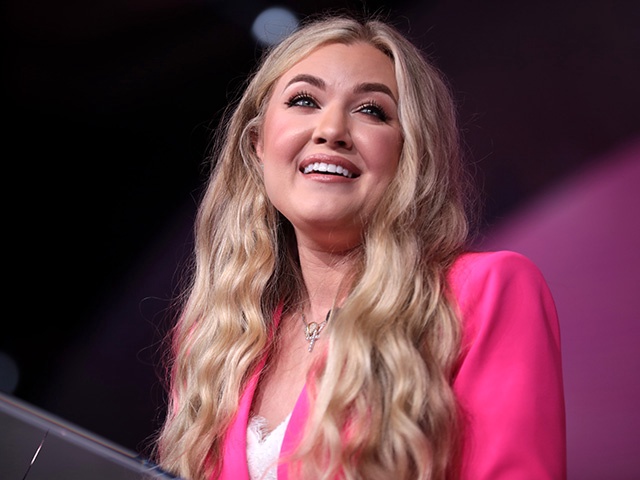 Erika Kirk speaking with attendees at the 2023 Young Women's Leadership Summit hosted by Turning Point USA at the Gaylord Texan Resort & Convention Center in Grapevine, Texas.