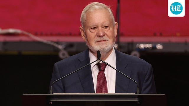 President of Hillsdale College Larry P. Arnn speaks during the public memorial service for Charlie Kirk at State Farm Stadium.