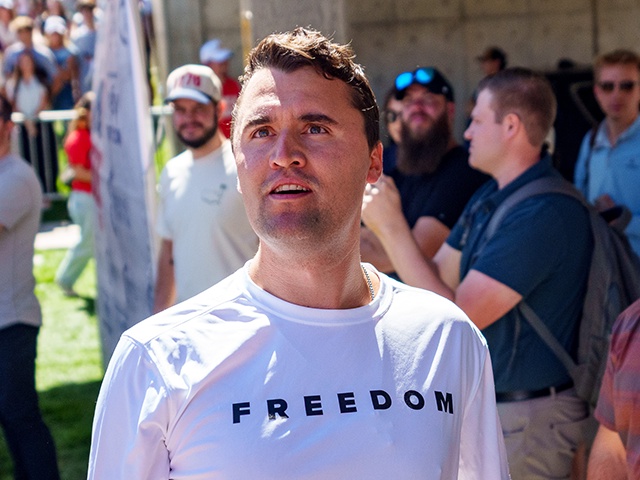 OREM, UTAH - SEPTEMBER 10: Charlie Kirk speaks at Utah Valley University on September 10, 2025 in Orem, Utah. Kirk, founder of Turning Point USA, was speaking at his "American Comeback Tour" when he was shot in the neck and killed. (Photo by Trent Nelson/The Salt Lake Tribune/Getty Images)
