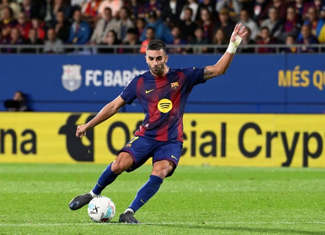 L’attaquant espagnol du FC Barcelone Ferran Torres, auteur d'un doublé en Liga contre Getafe au stade Johan Cruyff, à Barcelone, le 21 septembre 2025